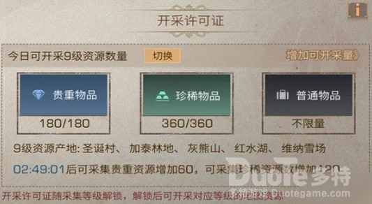 明日之后开采许可证作用介绍