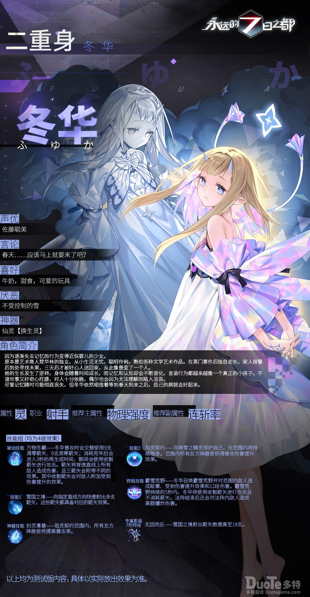 永远的七日之都新神器使冬华介绍
