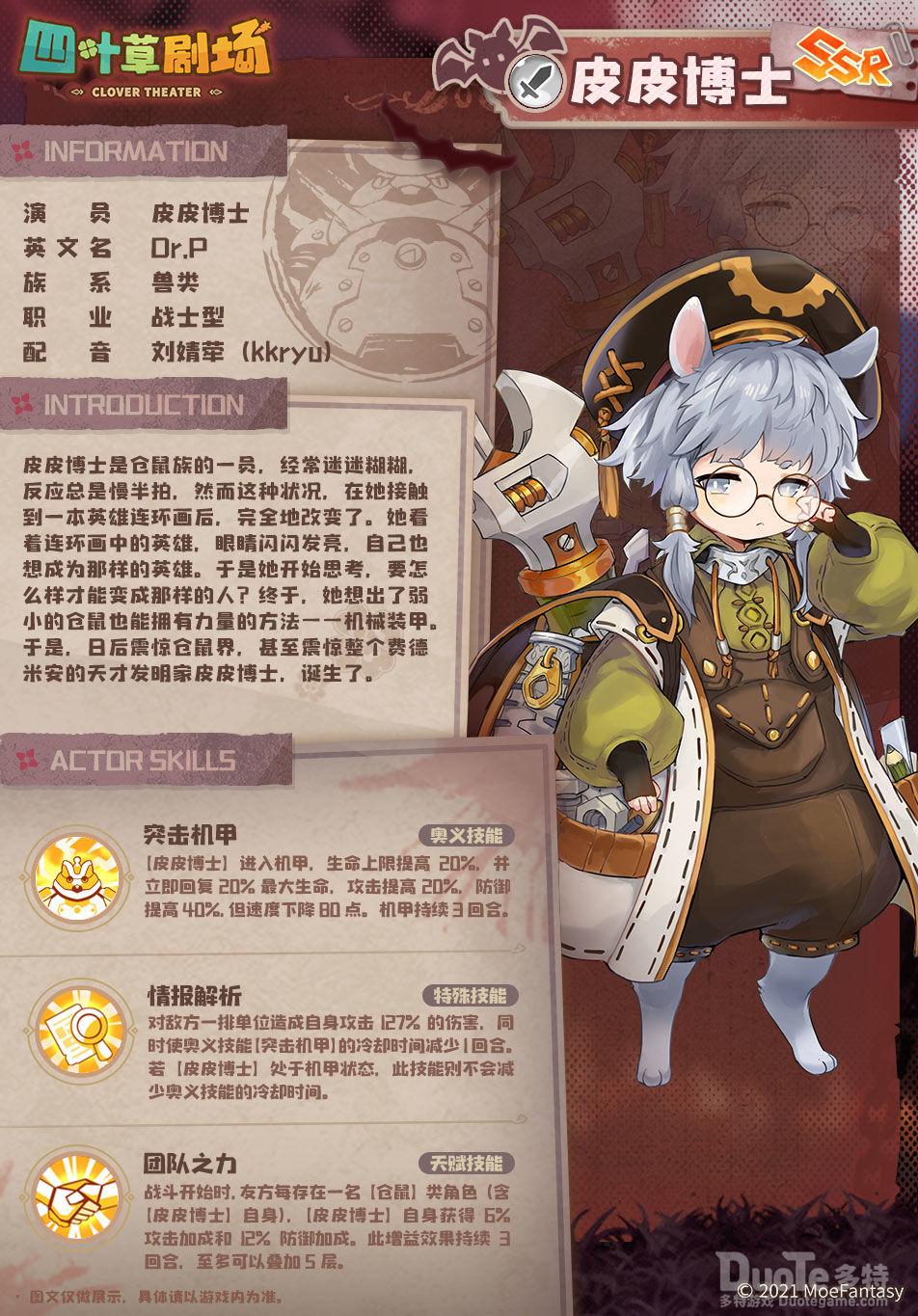 四叶草剧场新角色皮皮博士介绍