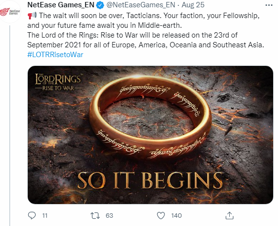 网易华纳再合作推指环王手游《LOTR：RisetoWar》