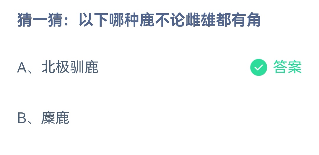 猜一猜以下哪种鹿不论雌雄都有角北极驯鹿吗