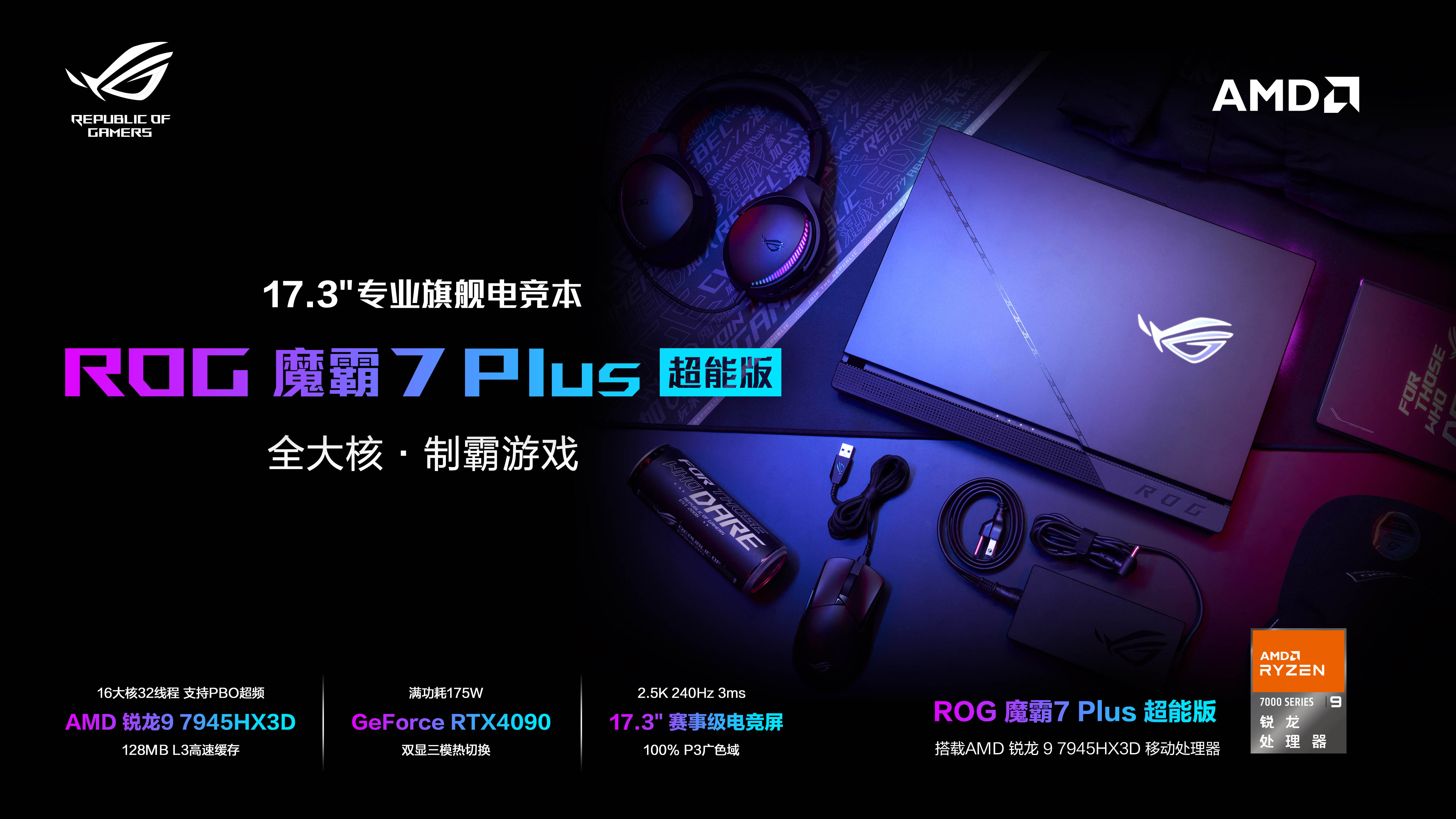 128MB L3缓存！7945HX3D+RTX4090全新ROG魔霸7 Plus超能版亮相CJ