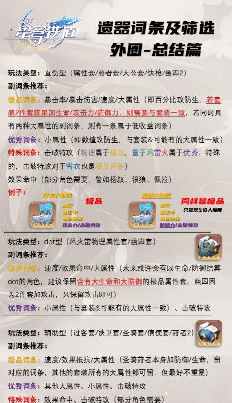 崩坏星穹铁道遗器词条筛选指南