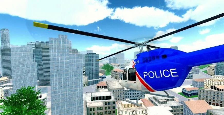 警用直升机城市飞行
