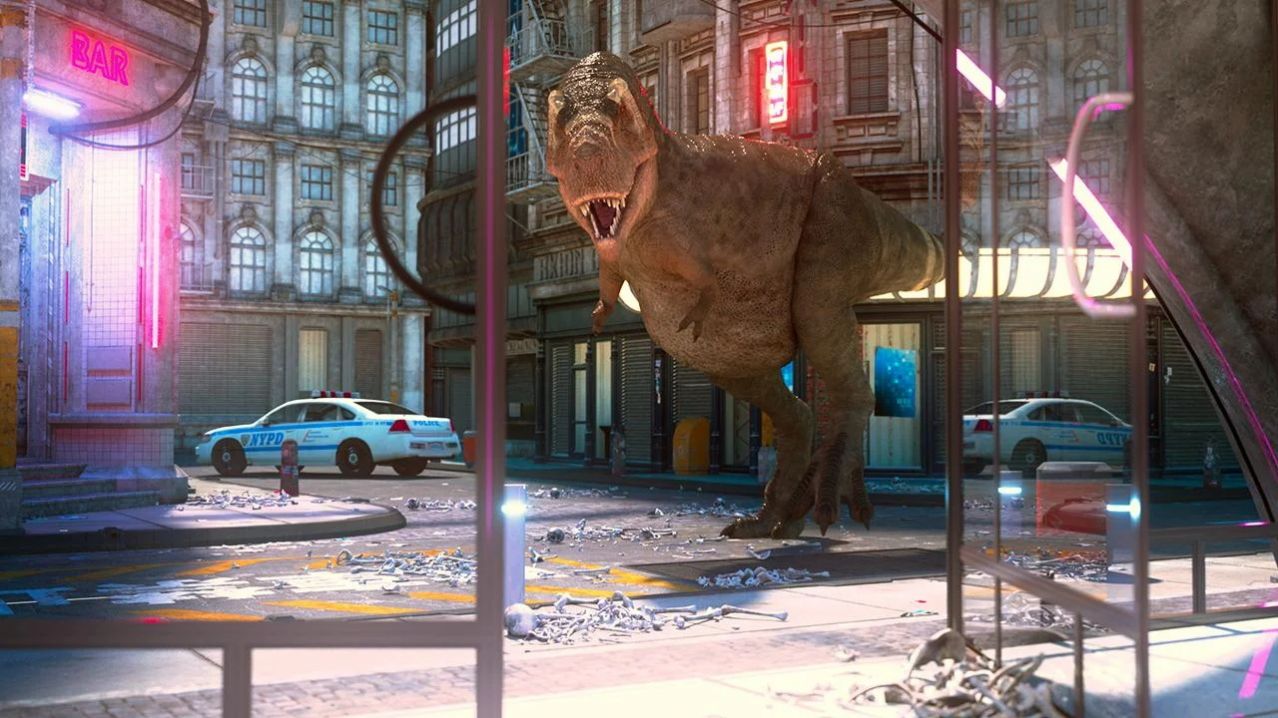 巨大恐龙破坏城市
