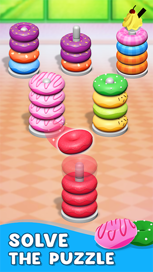 箍环堆叠甜甜圈颜色分类