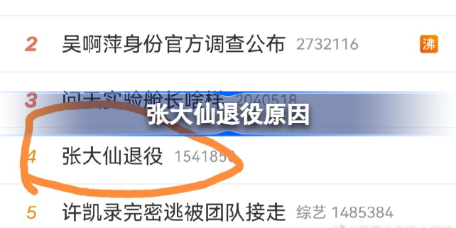张大仙退役怎么回事 张大仙退役了吗